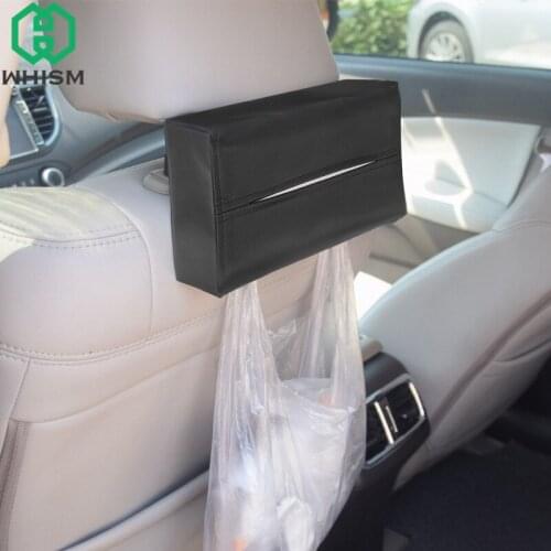 Black Tissue Box Holder Car Tissues Napkin Case Hanging Paper Organizer Leather Box Backseat Holder for Car Hotel Home Decor