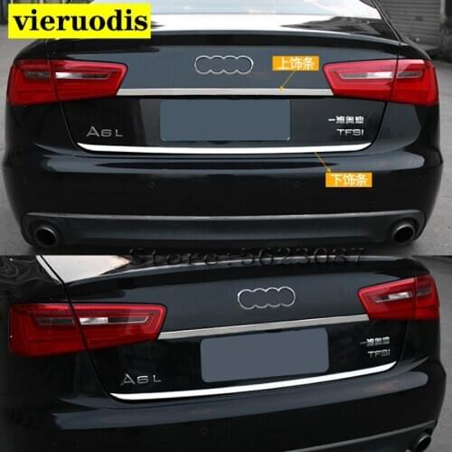 For Audi A6 C7 2013-2017 Stainless Steel Rear Door Gate Trim +Rear Trunk Lid Molding Decorative Covers 2Pcs Car Styling
