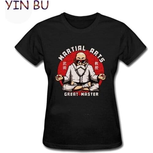 Womens Muten Roshi Great Master Tops Tees Female Lady Girls Black Hip Hop Oversize Print Black T-shirt S-XL
