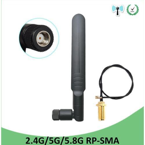2pcs 2.4GHz WiFi Antenna 5dBi RP-SMA Male Connector 2.4 ghz antena wi-fi Router +21cm PCI U.FL IPX to SMA Male Pigtail Cable