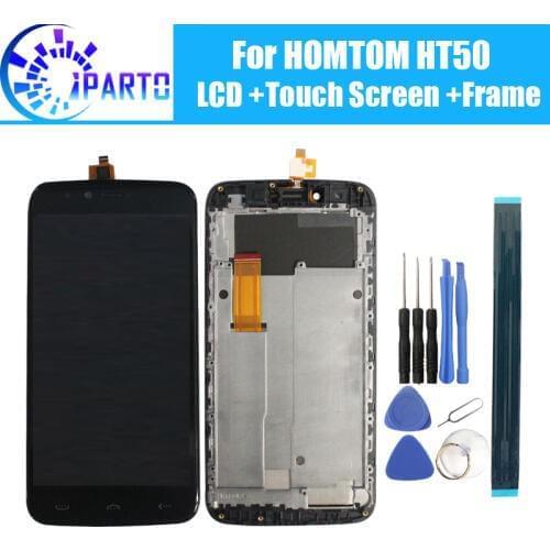 HOMTOM HT50 LCD Display+Touch Screen +Frame Assembly 100% Original LCD Digitizer Glass Panel For HOMTOM HT50+Tools