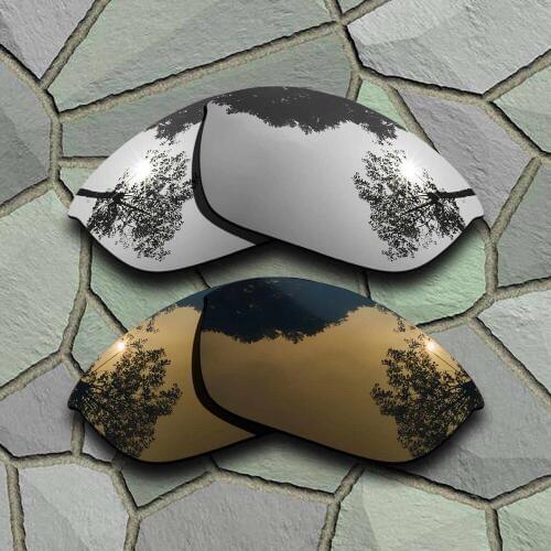 Chrome&Bronze Copper Sunglasses Polarized Replacement Lenses for Oakley Half Jacket 2.0