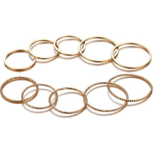 IFMIA Vintage Classsic Round Metal Gold Color Ring Sets For Women Female Retro Statement Finger Knuckle Rings Jewelry Gifts 2019