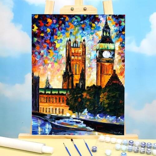 Oil Painting Style Big Ben Coloring By Numbers Painting Package Oil Paints 50*70 Boards By Numbers New Design For Kids Art