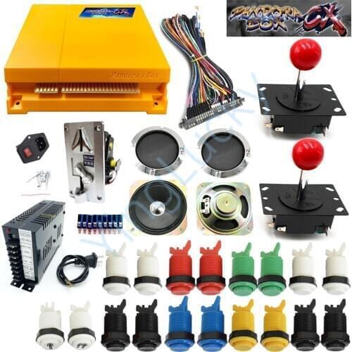 Pandora box CX arcade diy joysticks kit + arcade kit 12V power box + speaker + multi-currency coin acceptor + arcade LED button