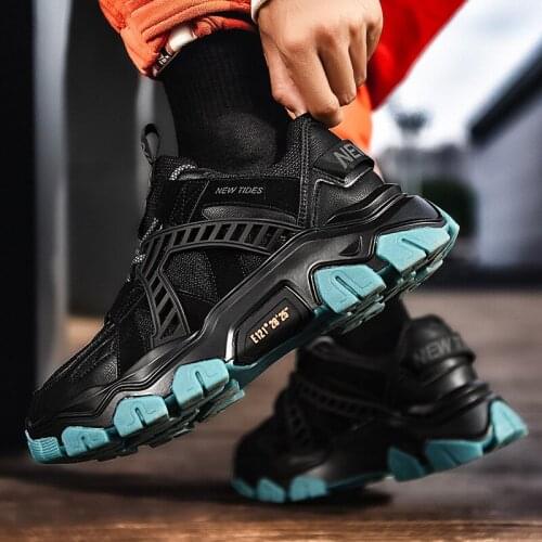 Autumn Spring Mens Running Shoes Lace-up Men Platform Chunky Sneakers Non-slip Hard-Wearing Man Sports Shoes Zapatillas Hombre