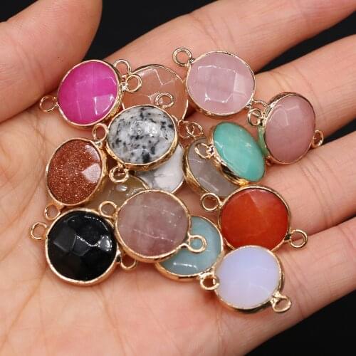 2Pcs Natural Stone Connector Section Round Semi-Precious For Jewelry Making DIY Necklace Bracelet Anklet Accessory