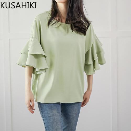 KUSAHIKI Short Sleeve Blouses
