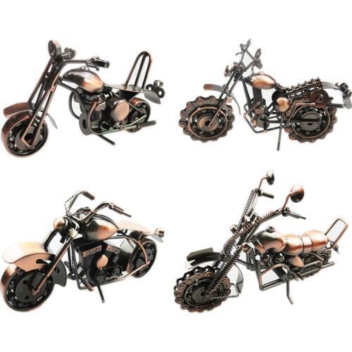 Motorcycle Model Retro Motor Bronze Handmade Motor Metal Decoration Prop Vintage Home Decor Kid Toy Figurine Iron Boy Gift