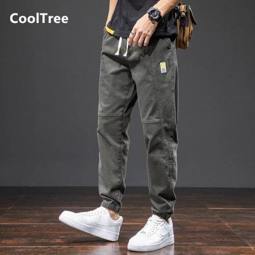 CoolTree Men Denim Harem Pants Spring Autumn Plus Size 7XL 8XL Solid color Joggers Jeans Male Hip Hop Loose Trousers Sweatpants
