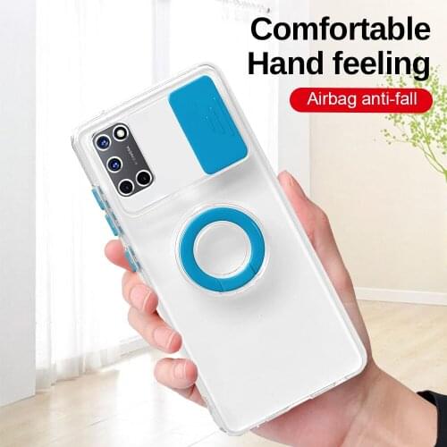 Soft Push Pull Transparent Phone Case For OPPO A72 Stand Ring Bumper Back Cover Shell Coque Fundas For A52 A92 A 52 72 92 6.5"