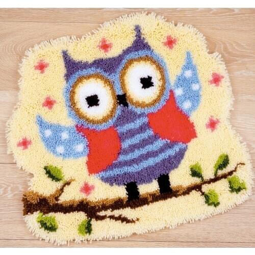 Owl Hook Rug Kit Unfinished Crocheting Yarn Mat Latch Hook Rug Kit Floor Mat Santa Claus Picture Carpet Set