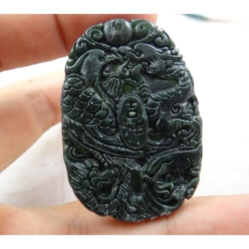 Natural stone Quartz crystal hand-carved statue of Dragon Phoenix amulet amulet Pendant for diy Jewelry making necklace A1
