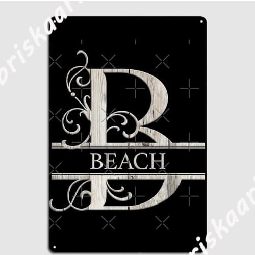 Beach Name Pine Wood Design With The Beach Name Metal Sign Mural Painting Wall pub Club Bar Designing Tin sign Poster