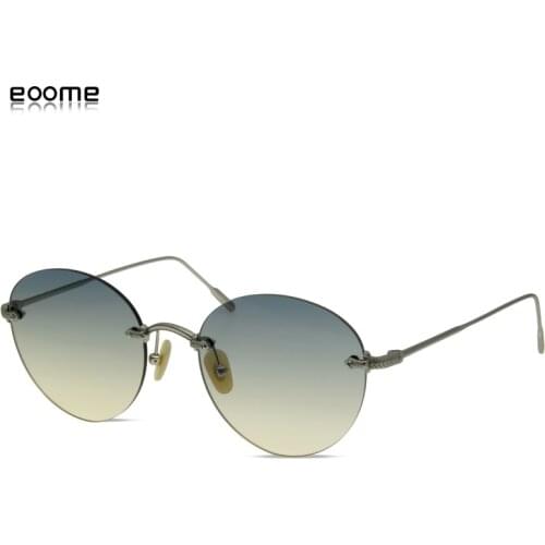New Vintage Design Super Thin rimless sunglass Round metal frame female oval sun glasses 2020 designer sunglasses high quality