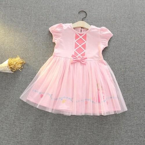 2-6 Years Princess Aurora Cosplay Dress Girls Summer A-line Cotton Dress Kids Cartoon Aurora Costume Children Christmas Clothing
