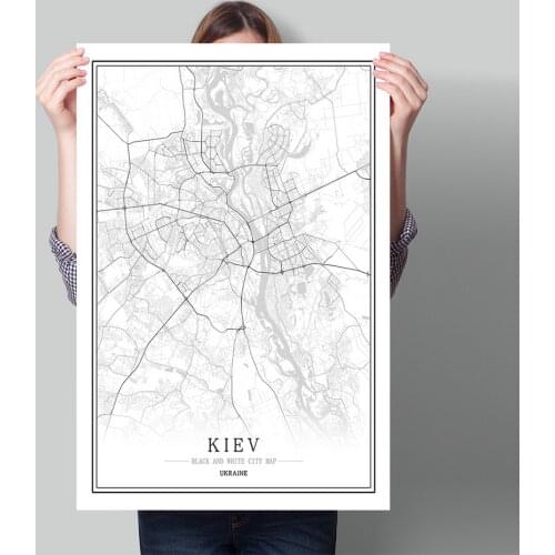 Ukraine Black White World City Map Poster Nordic Living Room KIEV Kirovgrad Lviv Wall Art Pictures Home Decor Canvas Painting