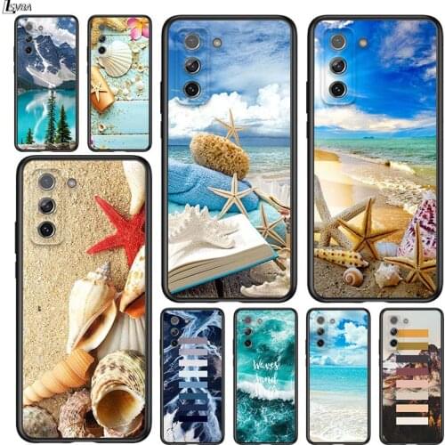 Clear Sea Sky Sandy beach for Samsung Galaxy S21 Ultra Plus Note 20 10 9 8 S10 S9 S8 S7 S6 Edge Plus Black Phone Case