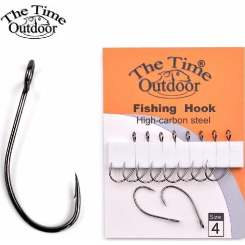 High Carbon Steel Fishing Baits Hook Carp Hook With Ring Fish Hooks For Fishing Bait Barded Hooks 10pcs