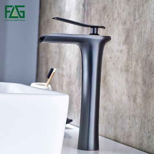 FLG Basin Faucets Modern ORB Bathroom Faucet Waterfall faucets Single Hole Cold and Hot Water Tap Basin Faucet Mixer Taps