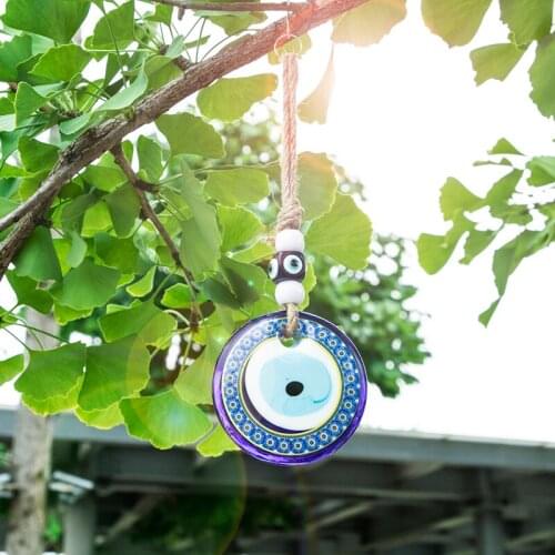H&D Glass Blue Evil Eye Wall Hanging Ornament Fengshui Turkish Nazar Bead Pendant Lucky Amulet Home Decor Rearview Mirror Charms