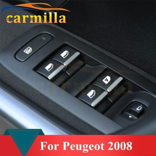 Stainless Steel for Peugeot 2008 Year 2013 2014 2015 2016 Internal Window Switch Protection Trim Window Lifter Frame Sticker