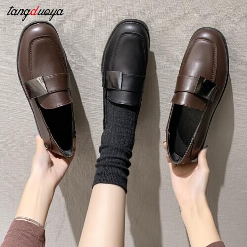 Japanese Student Shoes Girly Girl JK Commuter Uniform Shoes PU Leather Loafers Casual Shoes Mary Jane Shoes Lolita
