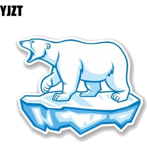YJZT 15CM*11.9CM Cute Polar Bear Decal PVC Motorcycle Car Sticker 11-00755