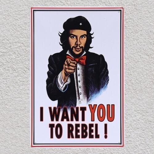 1 pc Che Guevara rebel revolution Havana Cuba i want you Tin Plate Sign wall plaques Man cave vintage Dropshipping metal Poster