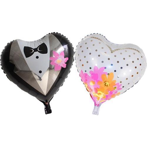 50pcs/lots bride groom Foil balloons wedding valentines day party supplies decorations balloon hot sale