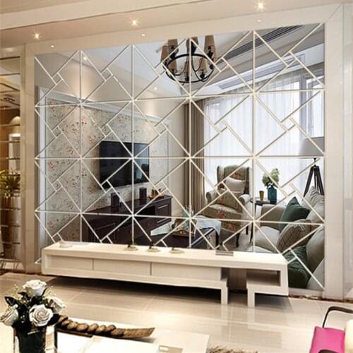 Abstract geometric design acrylic mirror stickers office living room bedroom porch TV sofa background decoration wall stickers
