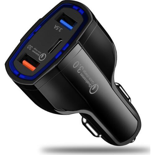 Quick Charge 3.0 Car Charger 5V 3.5A QC3.0 PD Usb Type C Fast Charging Dual Car Mobile Phone Charger For IPhone 7 Samsung Xiaomi