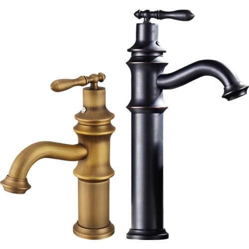 Bronze and Black Colors Brass Material Deck Mounted Cold & Hot Water of Lavatory Tap
