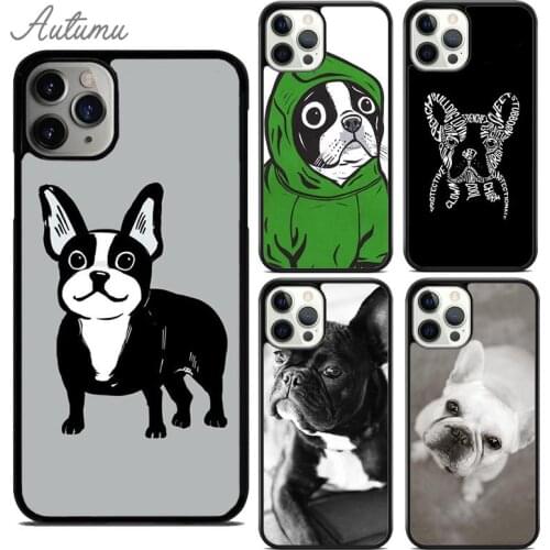 Cute French Bulldog Boston Terrier Phone Case for iPhone 11 12 Pro Max mini X XR XS SE 2020 5 6S 7 8 Plus Galaxy S8 S9 S10 Cover