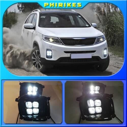 2pcs LED For KIA Sorento 2013 2014 DRL Daytime Running Light Daylight Waterproof fog lamp Cover car Styling lights