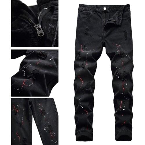 Denim jeans mens pants mens trendy brand mens straight casual pant design fashion long jeans