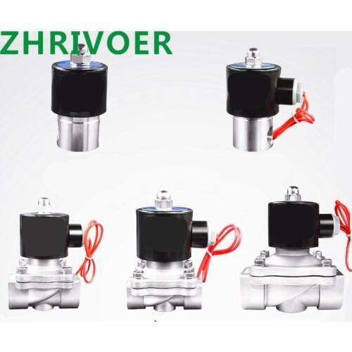 DN8 DN15 DN25 Stainless steel Electric Solenoid Valve 12V 24V 220V 110V Pneumatic Valve for Water Oil Gas 1/4" 3/8" 1/2" 3/4" 1"