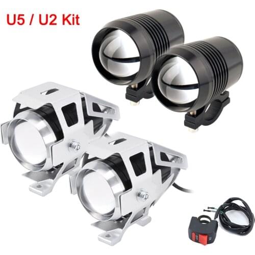 2x 12V Motorcycle Bicycles LED Headlight U5 U7 Motorbike Driving Spotlight Fog DRL Spot Moto Modified Head Light Auxiliary Lamp