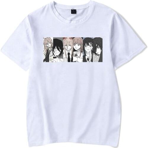 Cartoon Chainsaw Man Anime Printed O-neck T-shirt Men / Women Tops Tracksuits Pullovers Fashion Short Sleeves Clothing 300