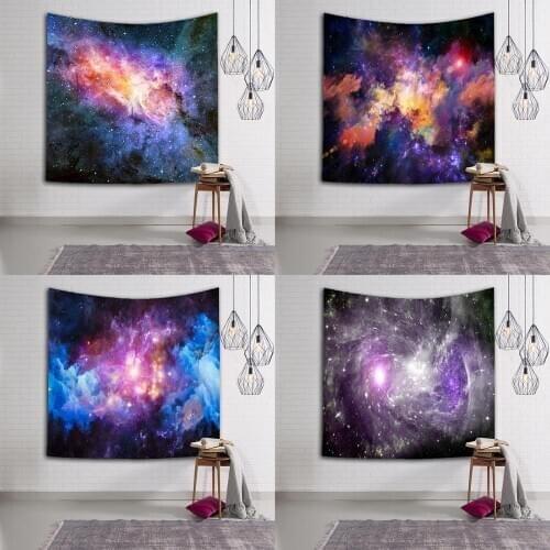 Starry Sky Tapestry Woven Fabric Planet Sci-Fi Galaxy Multicolor Decorative Blanket Starry Blankets Indoor And Living Room