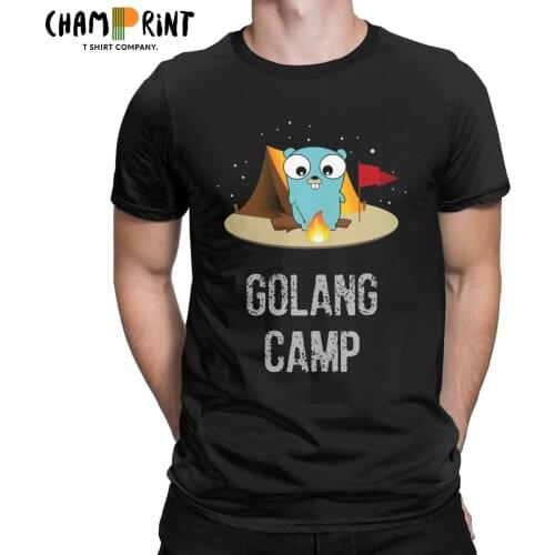 Golang Gopher Code T-Shirts for Men Vintage 100% Cotton Tees Round Collar Short Sleeve T Shirts Gift Idea Clothes