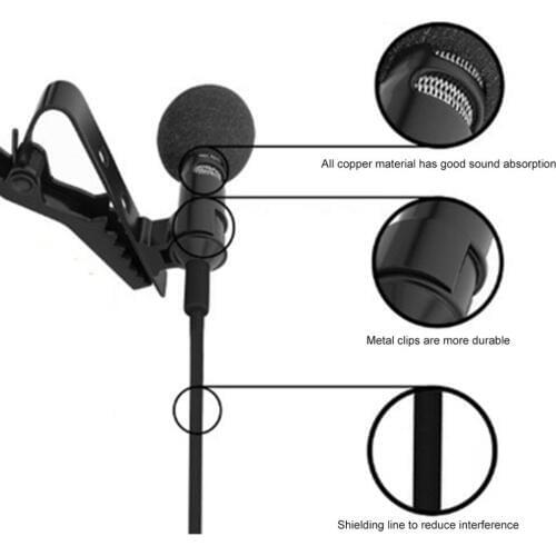 1.5M/6M Clip-on Lavalier Lapel Microphone Condenser Mic TRRS Adapter Cable For iOS Android Smartphone