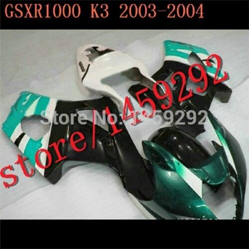 Injection green black white for A GSXR1000 03-04 K3 K4 GSXR 1000 R GSXR 1000 03 04 2003 2004 fairing for Suzuki