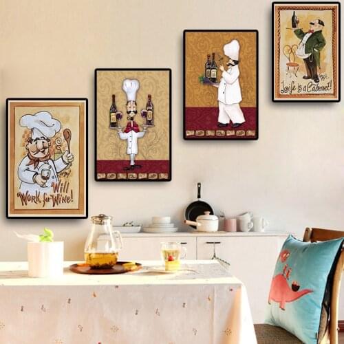 Anime Cooker Oil Painting on Canvas Posters and Pints Wall Art Picture Scandinavian Nordic Style Restaurant Home Kitchen Decor