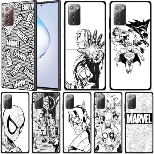 Marvel Black White Comic Tempered Glass For Samsung Galaxy Note 20 Ultra 10 9 8 Plus Lite A70 A50 A40 A30 A20 A10 Phone Case