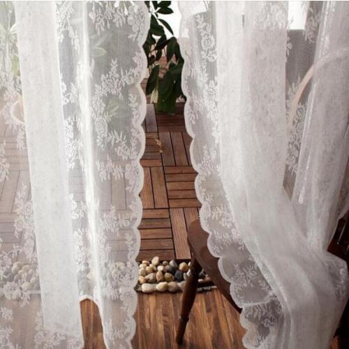 Korean hollow out white lace partition yarn шторы cortinas curtain for living ro om tulle rod pocket curtains тюль на окна