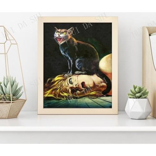 Cat Scratch Fever! • Black Cat Horror Print • Cat Lady • Vintage Cat Horror Movie Poster • Goth Dead Macabre Evil Dead Blood