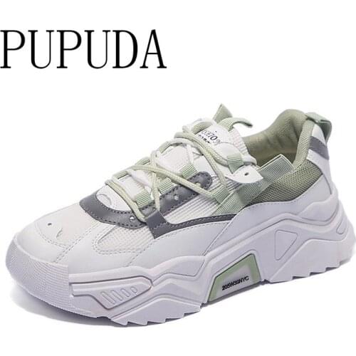 PUPUDA Women Casual Shoes Fashion Platform Shoes Trend Chunky Shoes Women Sport Sneakers Women White Sneakers