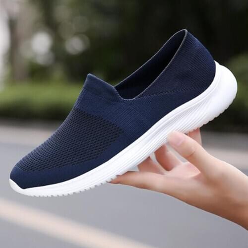 Flats Spring Breathable Women Sneakers Couple Walking Sport Running Lightweight Running Shoes Mesh Flat Shoes Loafers Size 44