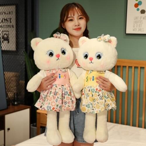 New 35-65CM Kawaii Doll Super Cute Pastoral Cat Doll Plush Doll To Send Girl Friend Birthday Gift Hug Sleeping Cute Decoration
